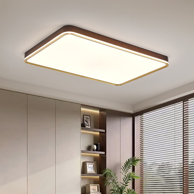 Luz de techo de la sala de estar nueva protección de ojos china comedor dormitorio ultra delgada madera sólida de nuez negra 2026 nueva lámpara de estudio 667L