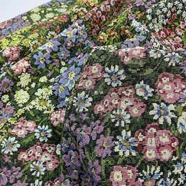 油画提花面料艺术莫奈的花园小碎花肌理装饰桌布裙子设计师的布料