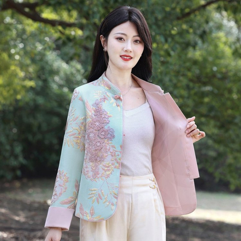 2025春秋新款国风刺绣外套女新中式短款女士开衫唐装复古盘扣上衣|undefined