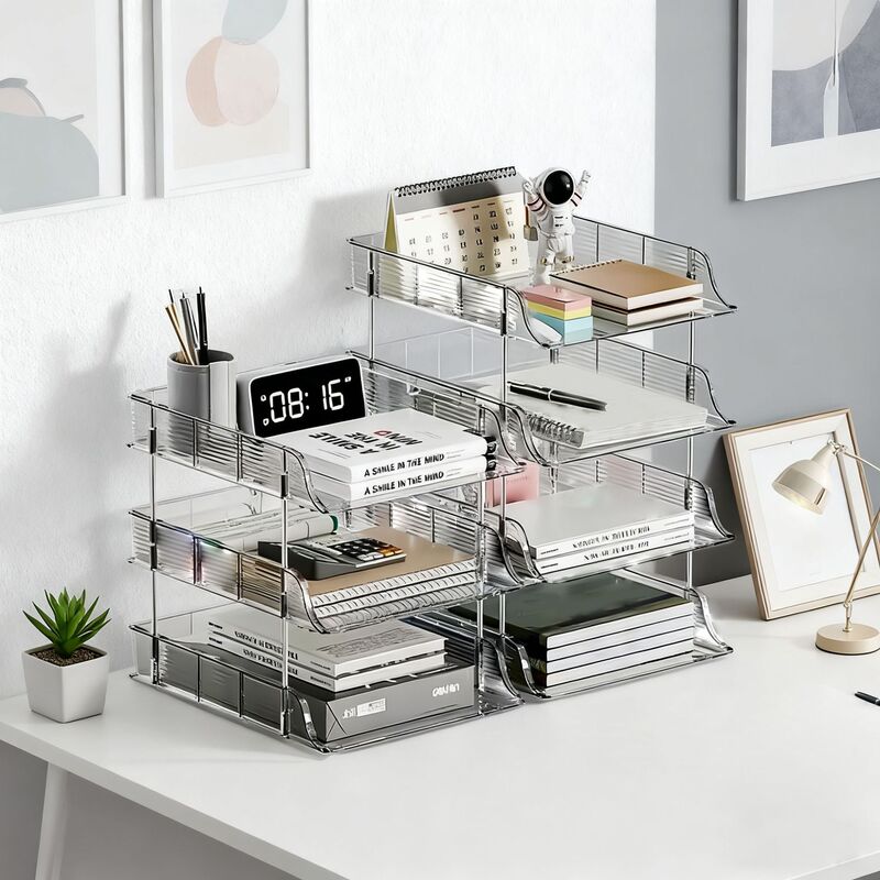 Desktop Storage Transparent File Folder Student Storage Rack Desk Storage Box Office Cleaning Storage Rack Organizer Rack