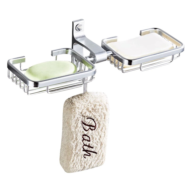 Caja de jabón montado en la pared espacio libre de perforación aluminio de alta gama inodoro drenaje caja de jabón hogar Baño jabón rack