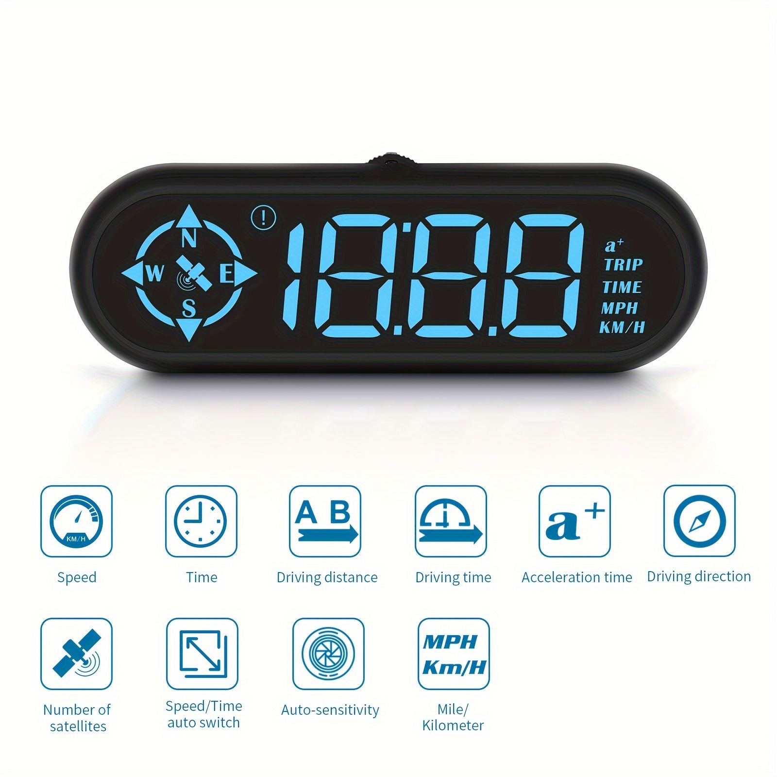 Cross-border Color-Changing Light Car HUD Head-Up Display Device with GPS Multifunctional Compass, Time, and Speedometer