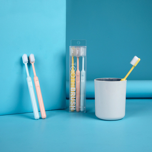 Three packs of candy-colored soft-bristle toothbrushes for adults and couples, home use with protective cover, ultra-fine and ultra-soft small head toothbrush wholesale