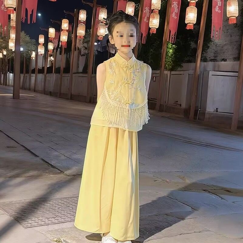 Hanfu Girls' Summer Outfit 2025 New Summer Children's Traditional Chinese Style Girls' New Chinese Style Summer Older Children's Tang Suit Summer