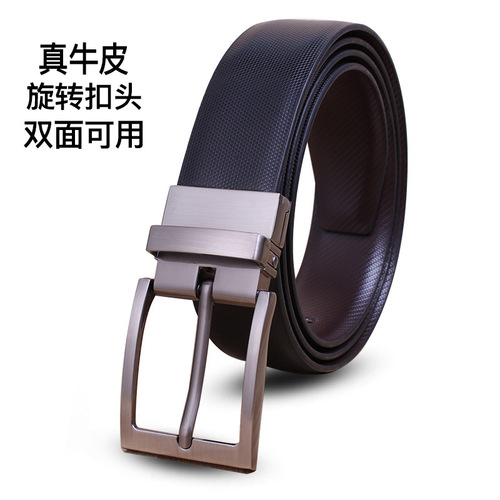 Factory Belt Men's Needle Buckle Wholesale Rotating Buckle Genuine Leather Belt Men's Casual Double-Sided Calfskin Belt Business