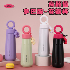 新しい高品質 316 ステンレス鋼魔法瓶カップクリエイティブ花びらウォーターカップ女の子のためのかわいいポータブルハンドルタンブラー