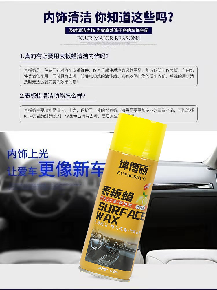 Car Dashboard Wax, Dashboard Interior Renovation Coating, Plastic Polishing and Maintenance, Scented Real Leather Furniture Wax