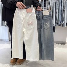 女童韩版宽松洋气牛仔裤儿童春秋季直筒长裤大童女孩窄版阔腿裤潮