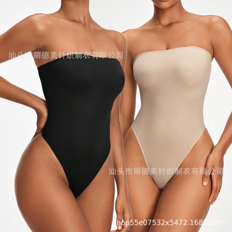 European and American Shaper One-piece Buckle Women's Strapless Solid Color Comfortable Strapless One-piece Thong Shaper