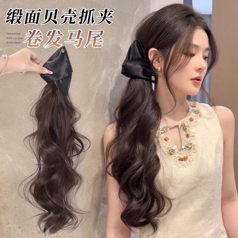 Wig Braids Ponytail for Women, Versatile Triangle Style, Age-Reducing, Layered, Natural, Fluffy, Hair Volume-Increasing, Hair Clip, Long Hair Accessories, Braids