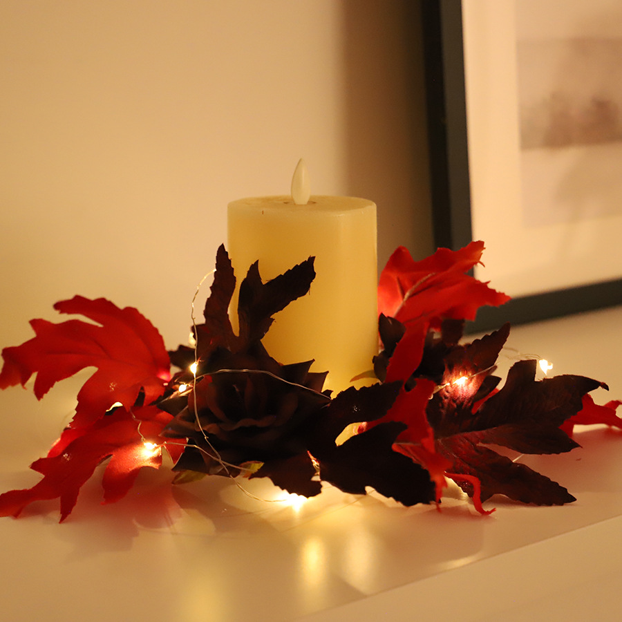 장미 단풍잎 캔들 홀더(조명 1m 개 포함)