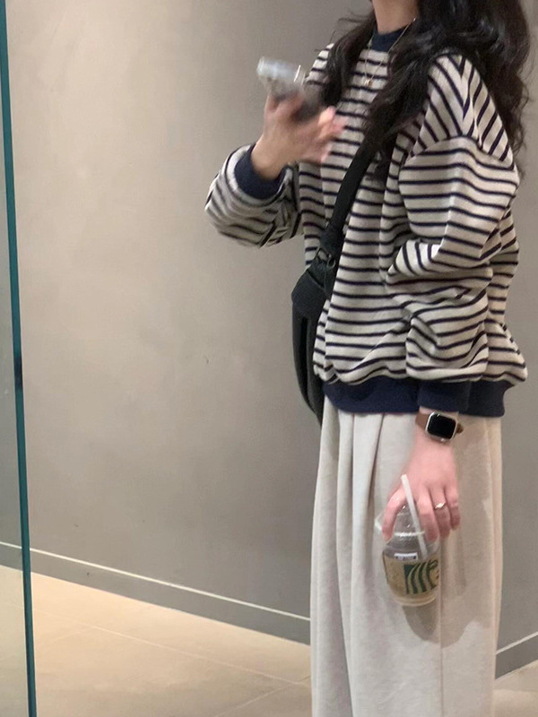 针织条纹内搭打底衫女秋季2025新款洋气上衣韩系穿搭外穿高级感|undefined