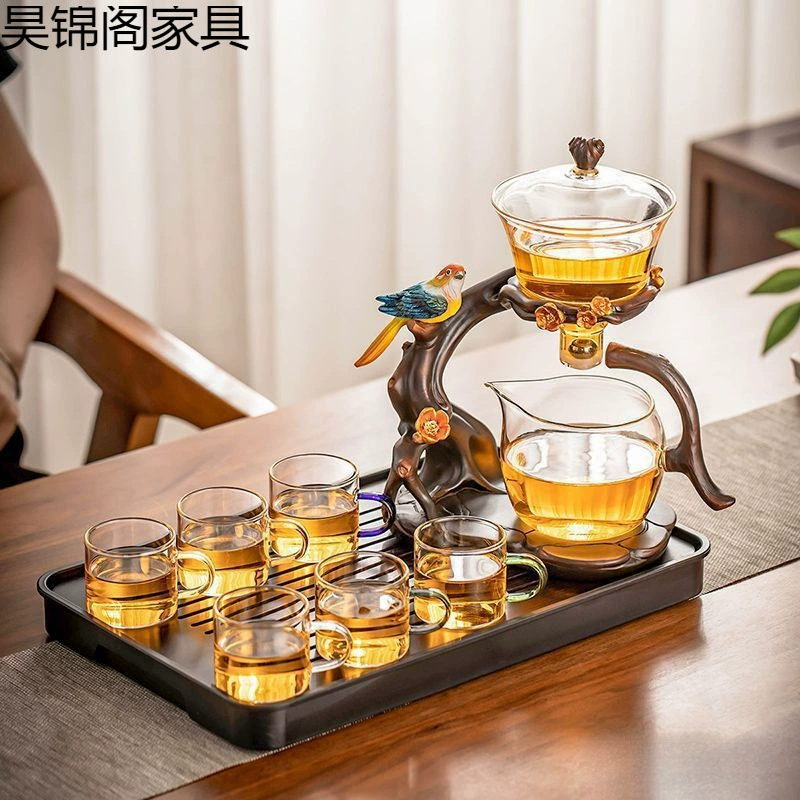 Glass automatic tea set for home use, teapot for office, tea cup, full set