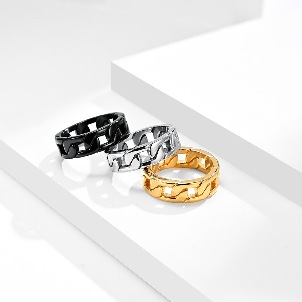Mode Einfache Kette Männer Und Frauen Medium Titan Stahl Ring display picture 4
