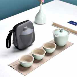 新款小清新路宝陶瓷旅行茶具套装便携户外盖碗快客杯活动礼品批发