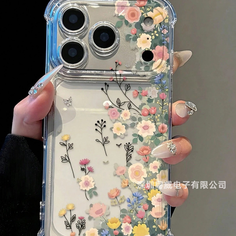 Colorful Floral 18Pro Suitable for Apple 17Pm Phone Case Iphone16Pro Anti-Fall 15 Transparent 14 Fine Holes 13 Colorful Floral 18Pro Suitable for Apple 17Pm Phone Case Iphone16Pro Anti-Fall 15 Transparent 14 Fine Holes 13