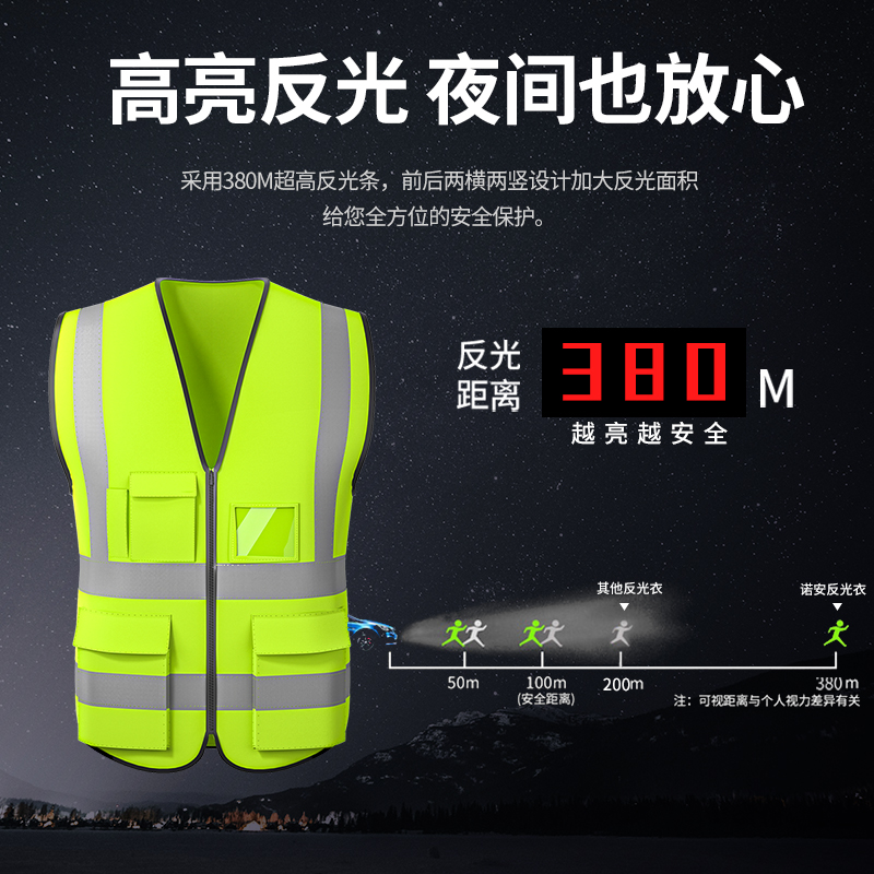 Chaleco de Seguridad Reflectante Malla de Tejido de Punto Multibolsillos Transpirable para Trabajo al Aire Libre