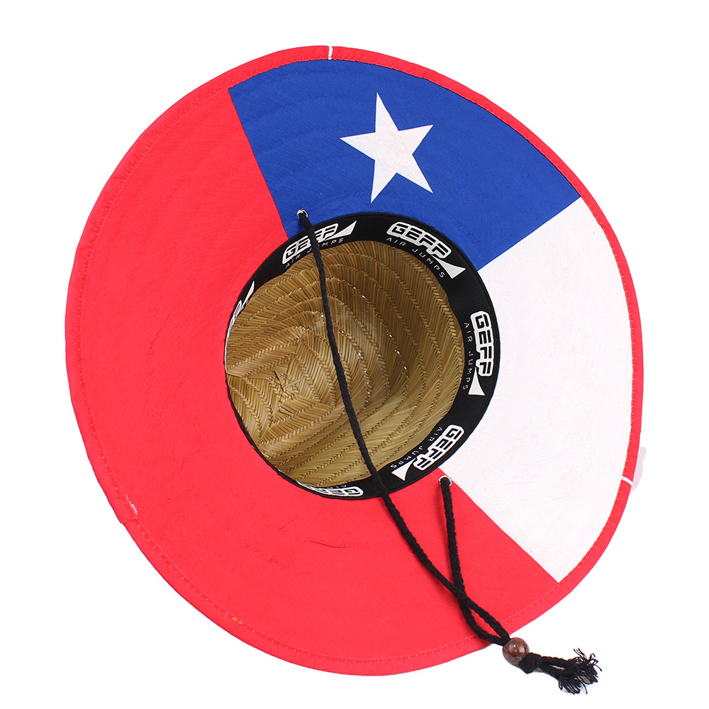 Sombrero de paja para hombre estilo playa, diseño salvavidas, moda verano 2024