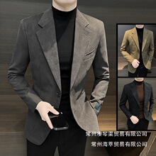 鹿皮绒西装外套男款2024新款春季商务男装感男士休闲批发