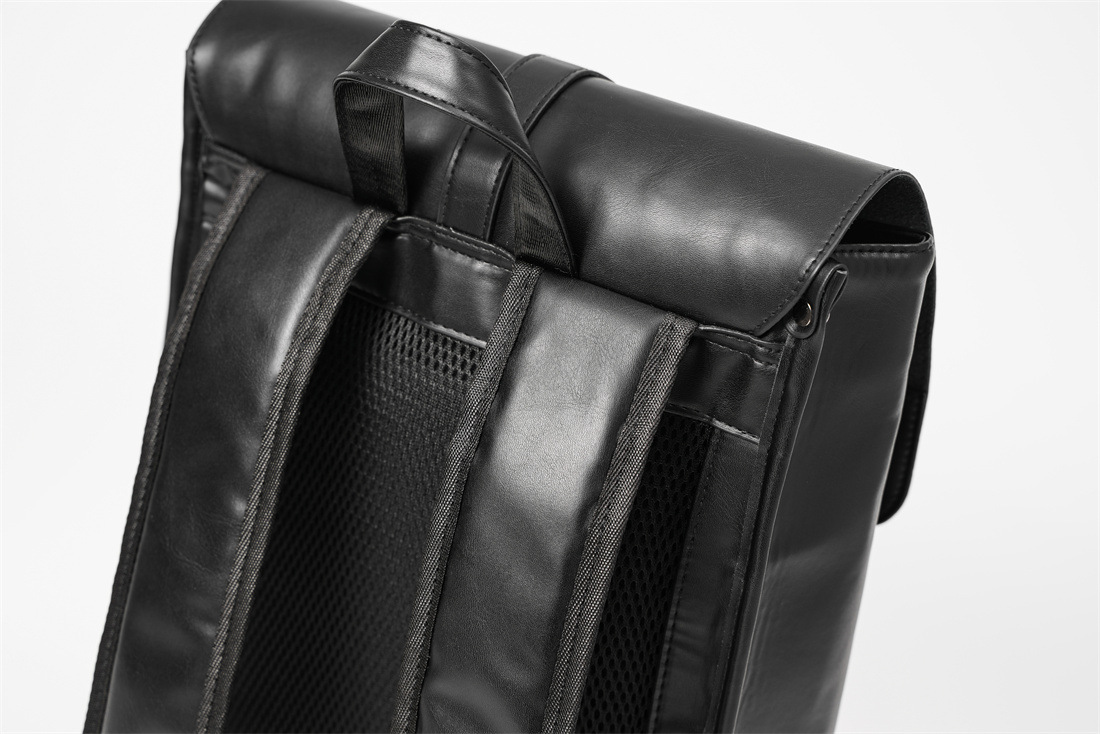 Black Oil Wax Leather Backpack 14