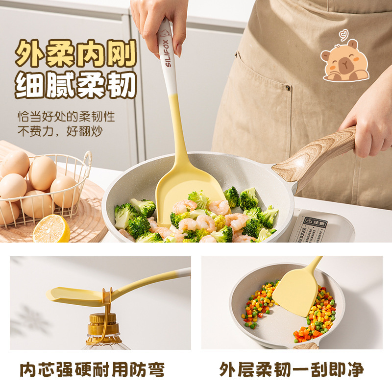 シリコン製の鍋つかみとスプーンのセット、焦げ付き防止の調理器具、高温耐性のあるシリコン製のスパチュラ、ピザスパチュラ、多機能|undefined