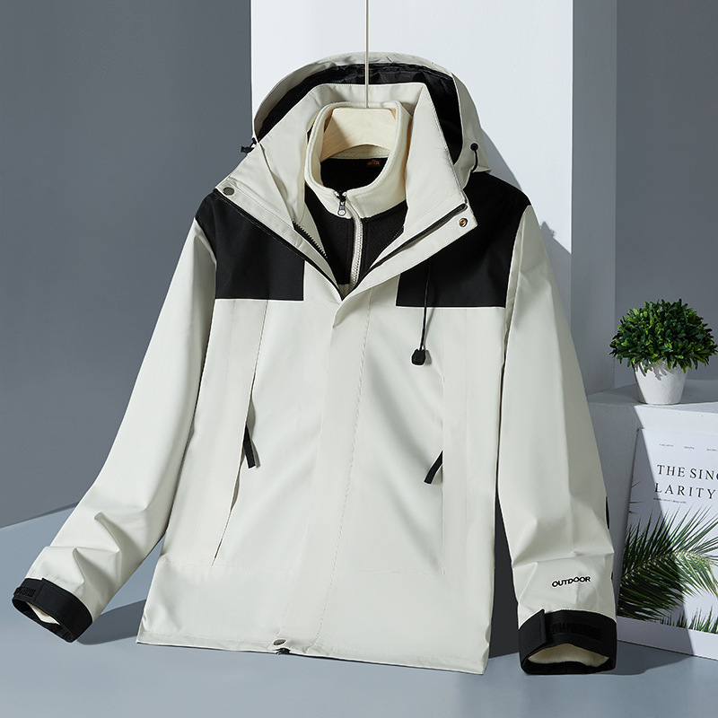 秋冬季三合一冲锋风衣户外夹克防护外套男女防水夹克情侣登山服|undefined