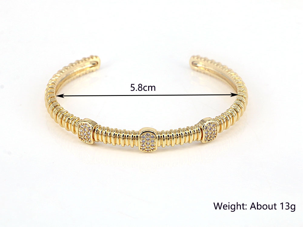 New Creative Open Bracelet Copper-plated Real Gold Micro-inlaid Color White Zircon Bracelet display picture 2