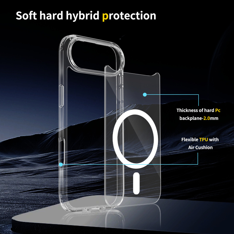 iPhone17ari 透明磁気電話ケース Apple 16 pro エアバッグ四隅落下防止 TPU 保護ケースに適しています。|undefined
