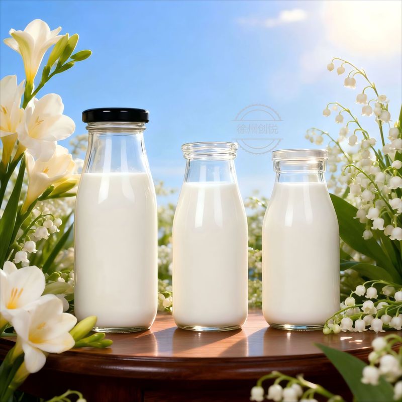 食品级200-500ml多种规格密封酸奶瓶玻璃牛奶瓶带盖豆浆瓶饮料瓶|undefined