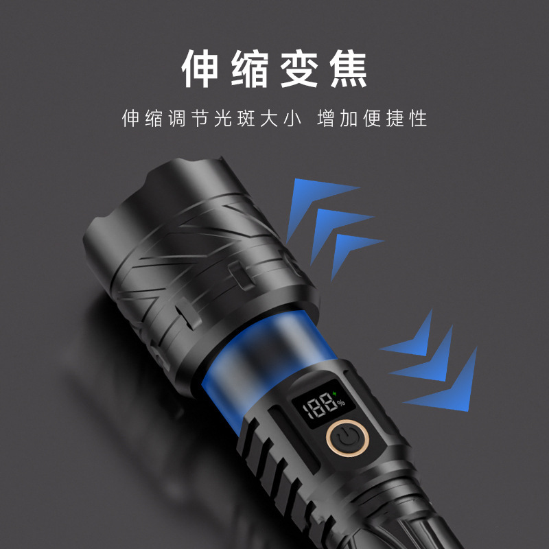 Antorcha de luz intensa de alta potencia superbrillante de larga duración zoom multifunción telescopio antorcha láser blanco