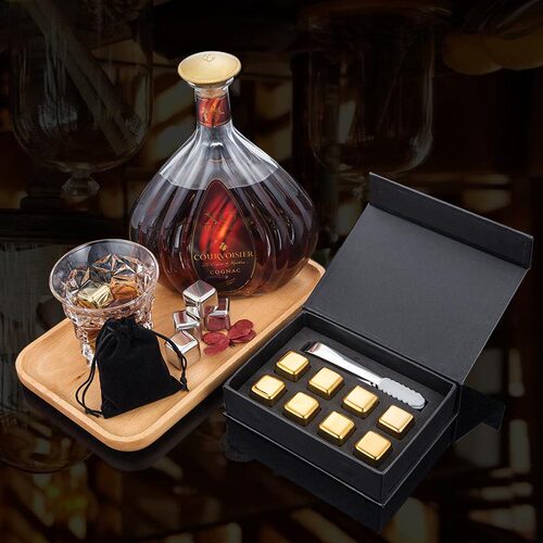 Ice tartar set Amazon stainless steel ice cube gift box EVA inner card metal ice cube gift box dropshipping