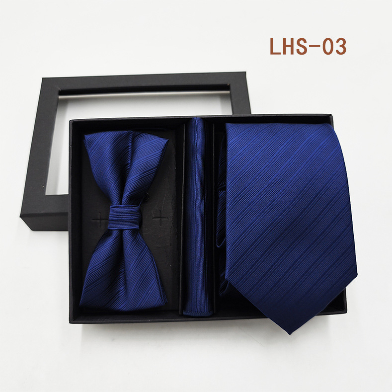 Set di tre pezzi di papillon, fazzoletto e accessori per abito da uomo formale da sposo, confezione regalo_voghion.com