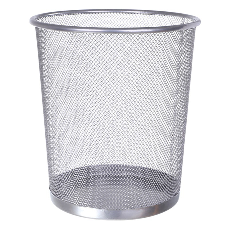 Cubo de basura metálico, contenedor de residuos de hierro de gran capacidad, cubo de almacenamiento para cocina, cesto de basura redondo sin tapa creativo para el hogar y la oficina.