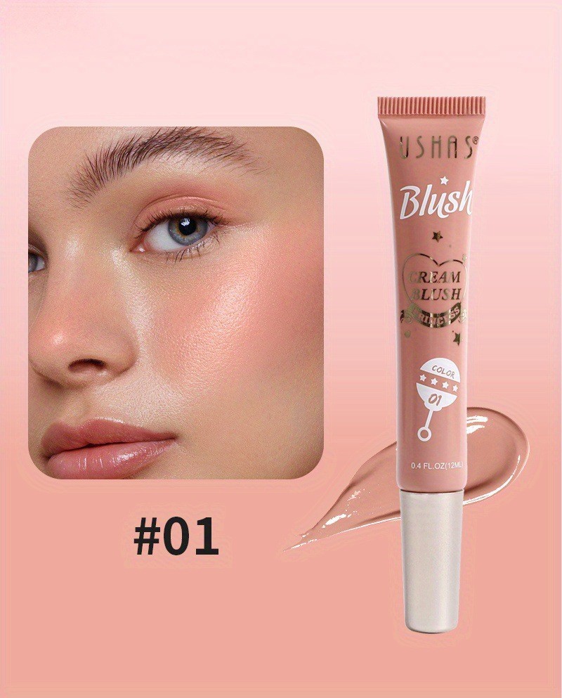 USHAS - Rubor Líquido de 4 Colores Popular Transfronterizo, Sombra de Ojos, Rubor y Contorno de Labios y Mejillas de Doble Uso, Iluminador Natural, Venta al por Mayor