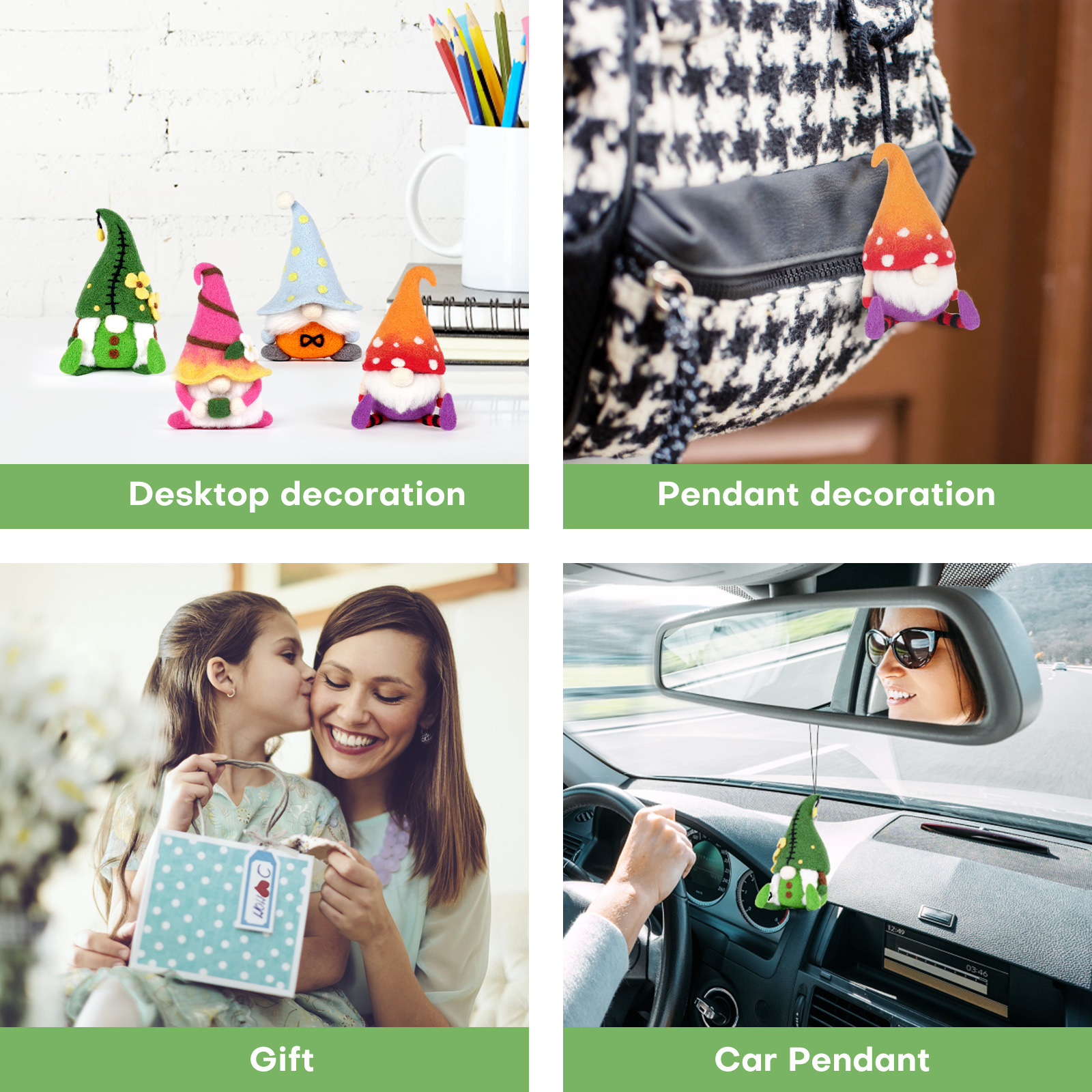 Heem & Gaart nei Wollfilz pochen Spaass DIY Material Package Santa Claus Gesiichtslos Zwergpopp véier Sets Grousshandel_voghion.com