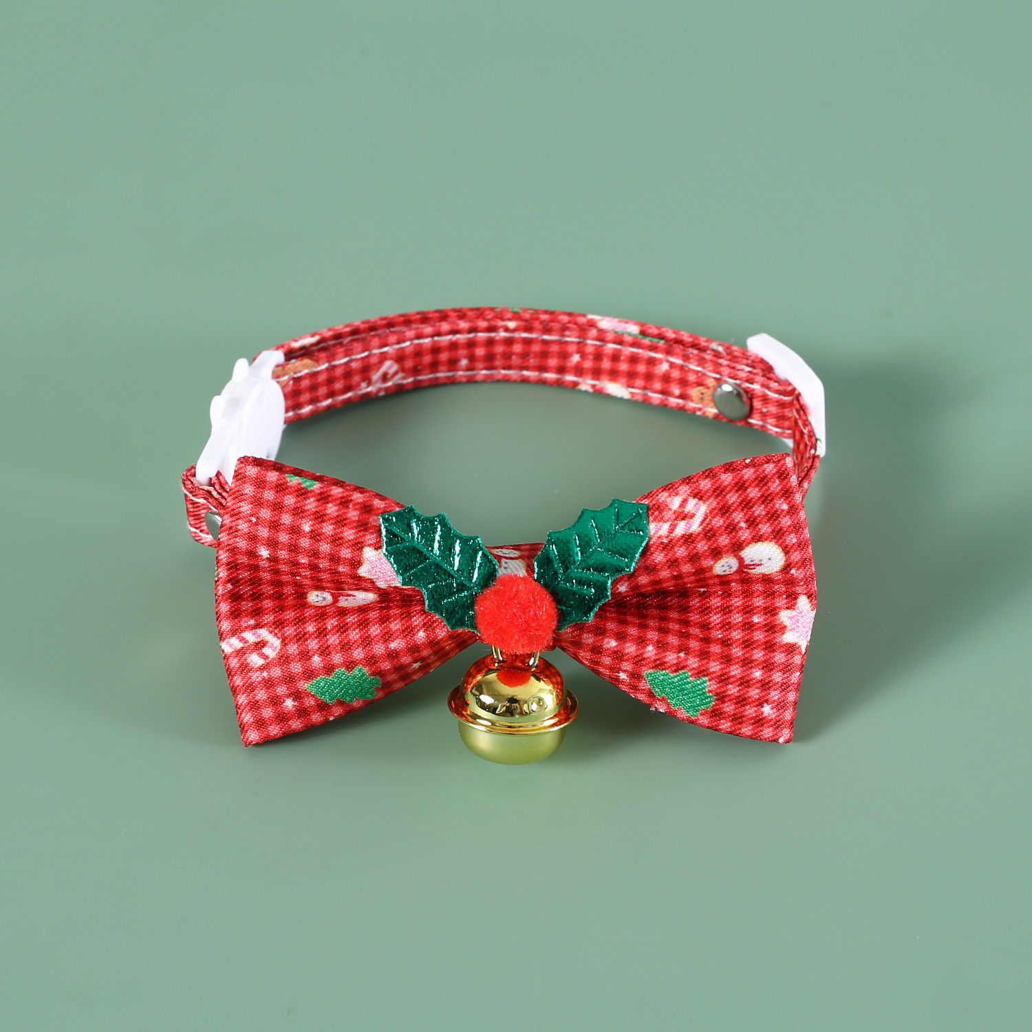 2024 mascotas navideñas corbata de tela cuadrada rojo y verde muñeco de nieve campana gatos perros collar arco anti-asfixia