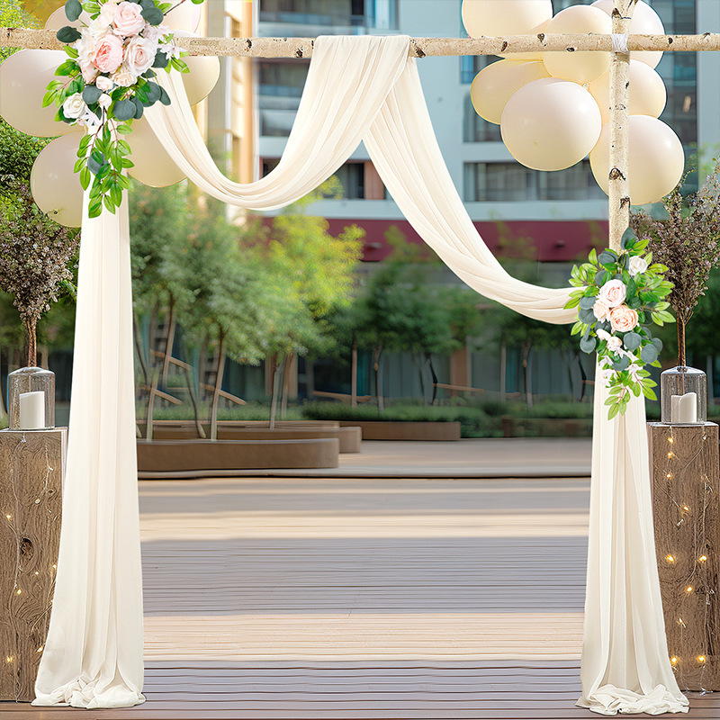 アーチ結婚式ガーゼしわ防止チュール生地写真小道具屋外芝生結婚式レイアウトインクロスボーダーカーテン|undefined