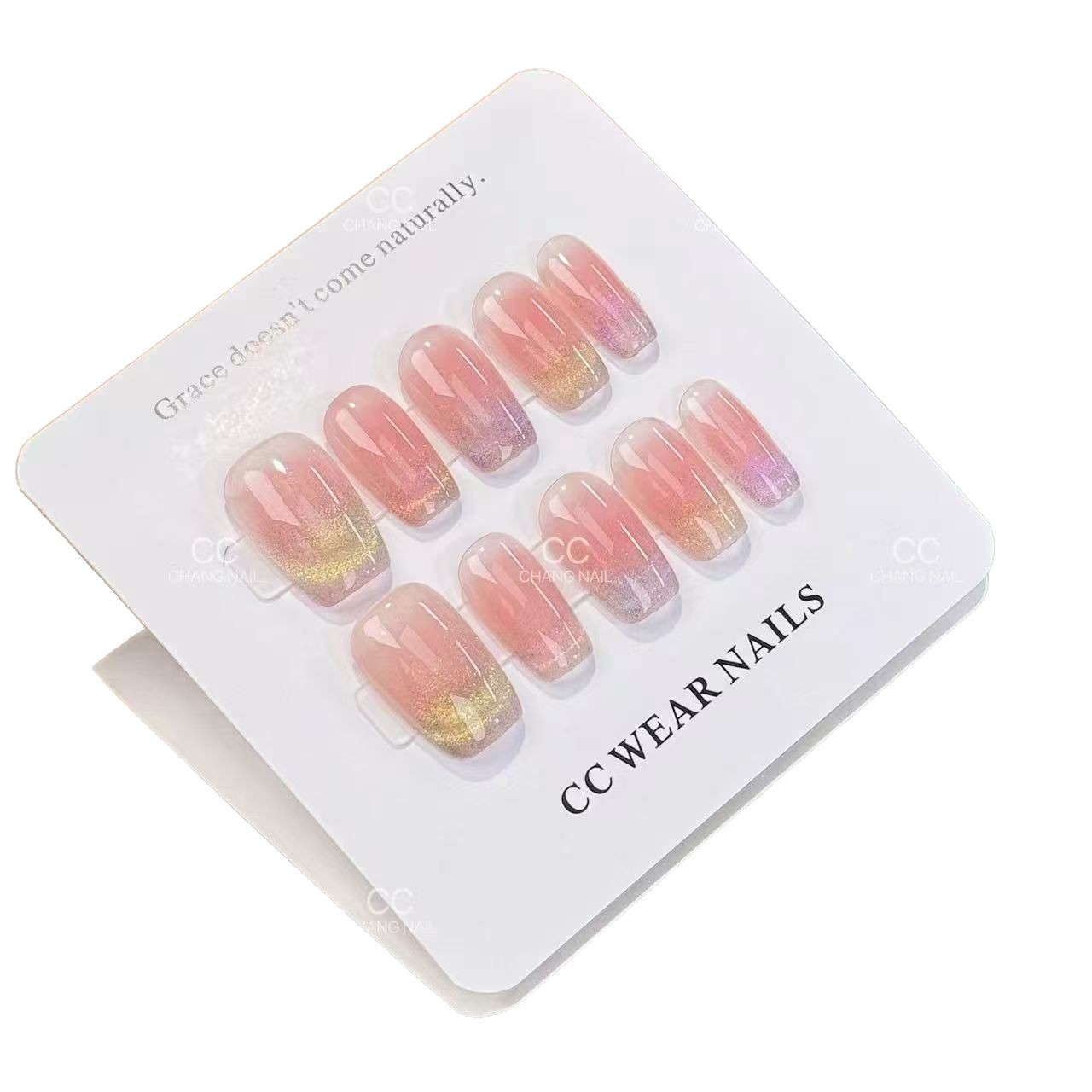 Yiyi Dance Fingertip Dopamine-Wear Armor Mechanopamina Hecho a mano Candy Cat Eye White Nail Art