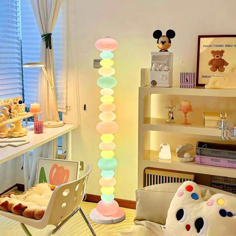 Rainbow Candy Floor Lamp Kidsren's Room Girly Heart Bedroom Living Room Macaron Multi-Color Ins Atmosphere Vertical Lamp