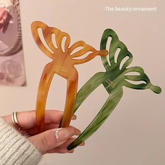 簡約醋酸蝴蝶髮簪女後腦勺超仙盤發插梳U型髮夾發卡氣質髮釵頭飾