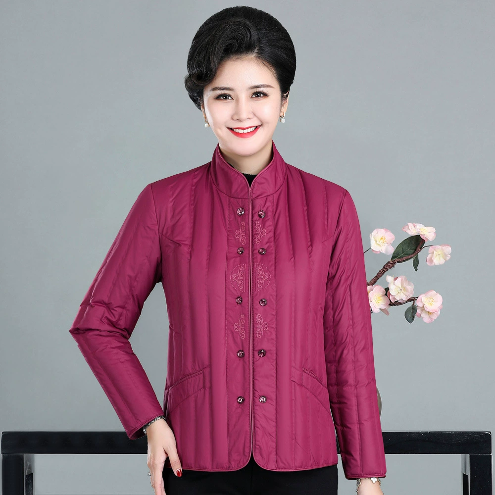 Короткий пуховик для среднего и пожилого возраста, одежда больших размеров, легкий пуховик для мамы, белая подкладка на утином пуху для женщин