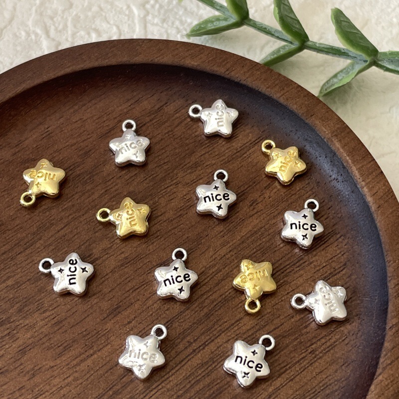 Alloy Versatile English Double-Sided Nice Five-Pointed Star Pendant Star Small Pendant DIY Bracelet Necklace Beaded Accessories Alloy Versatile English Double-Sided Nice Five-Pointed Star Pendant Star Small Pendant DIY Bracelet Necklace Beaded Accessories