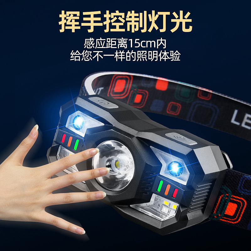 クロスボーダー誘導ヘッドランプ、強力な光、超高輝度充電式ヘッドマウント屋外登山および釣り専用ヘッドマウントランプ、超長バッテリー寿命|undefined
