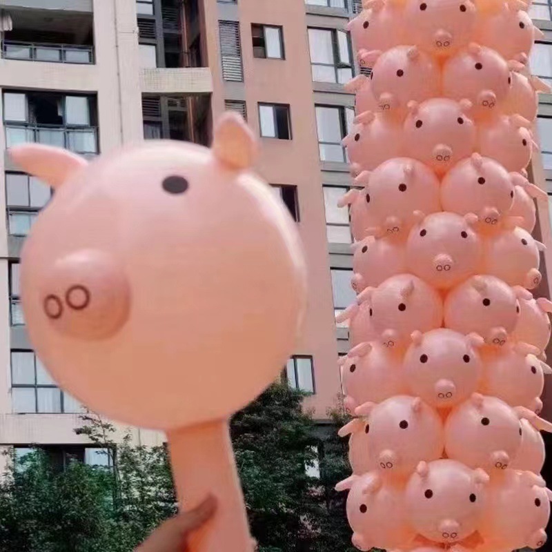 厂家批发PVC充气猪头棒 猪头气球 网红地摊玩具 充气玩具猪头批发