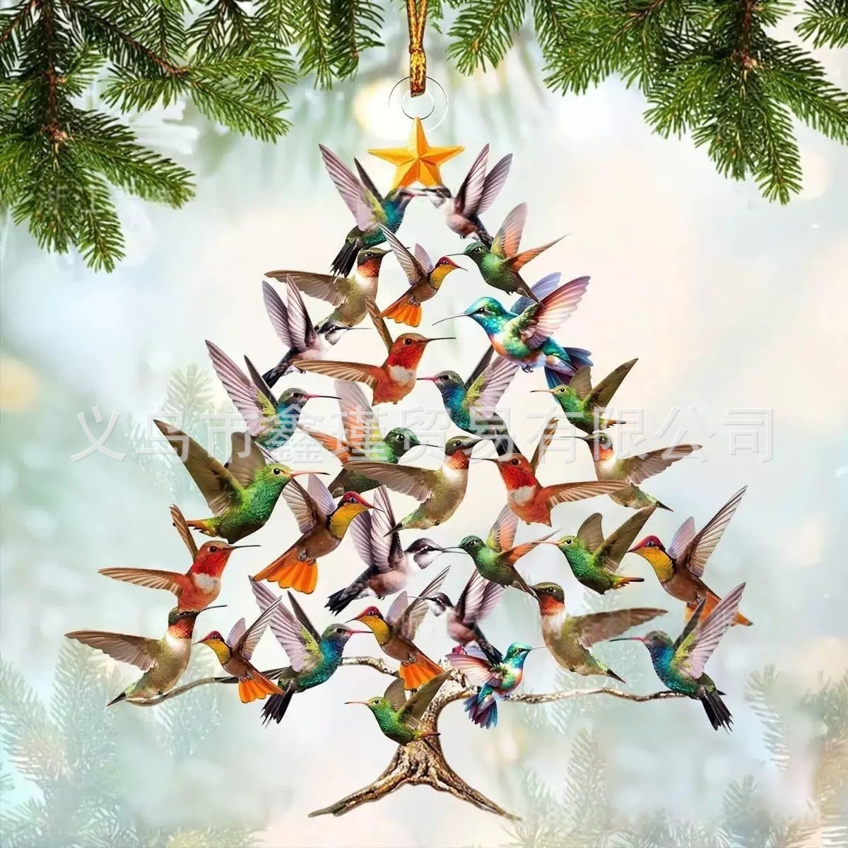 Nuevos productos transfronterizos de acrílico plano de simulación de pájaros colgante de decoración de Navidad árbol de Navidad colgante de decoración para el hogar image 8