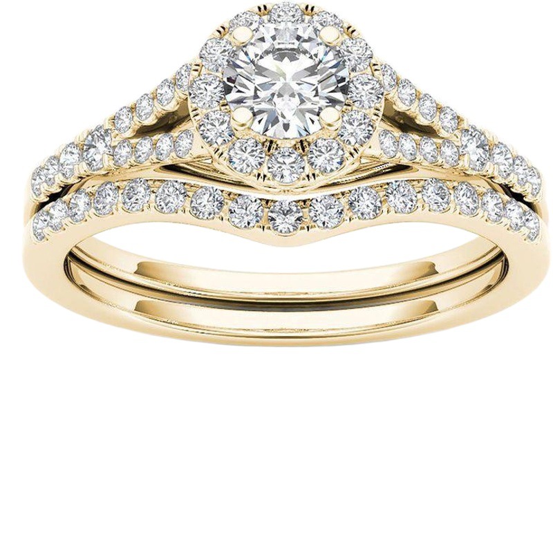 Sanjie Amazon Venta caliente europeo y americano pareja anillo chapado en oro con incrustaciones de circón anillo directo de fábrica joyería clásica