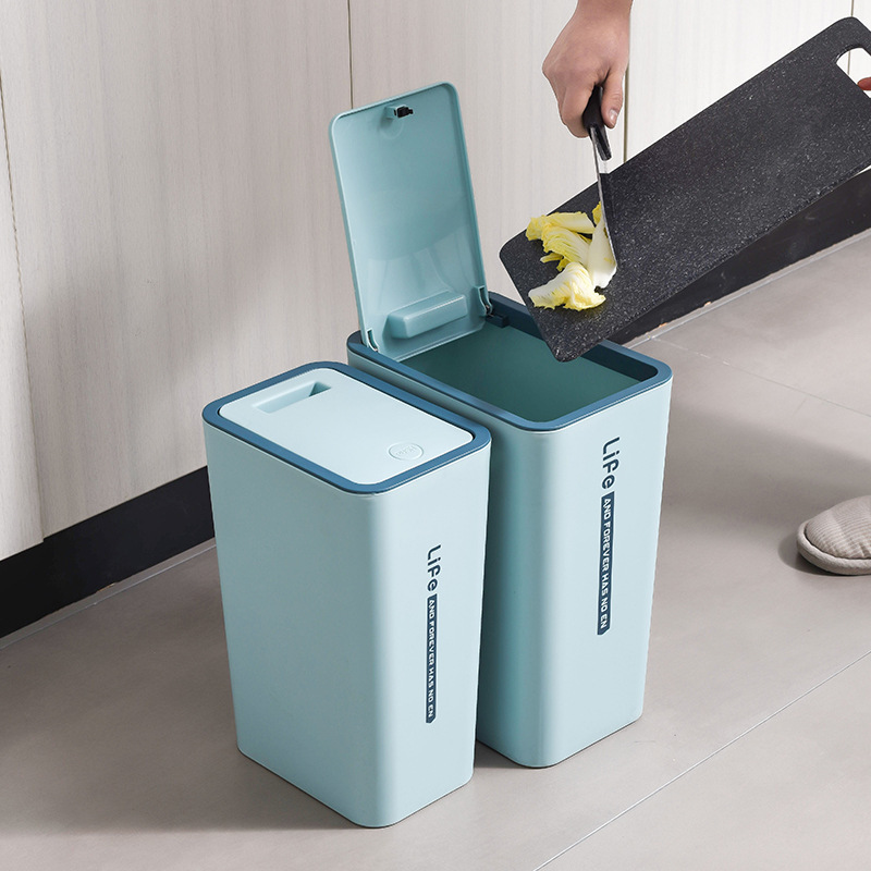 プラスチック隙間ゴミ箱家庭用バスルームリビングルームキッチントイレ蓋付きプッシュ式長方形ペーパーバスケット隙間|undefined