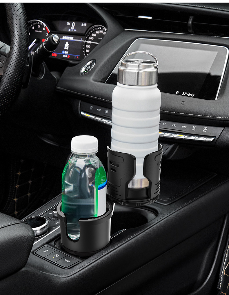 Cross-border multi-functional car water cup holder double-layer thickened cup holder retractable rotating beverage holder with switch storage box