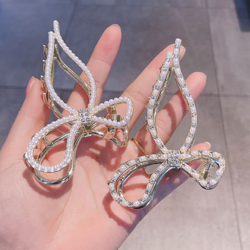 Mode Perle Barrettes Frauen Große Clip Neue Kopfschmuck Bogen Geometrische Grip display picture 2