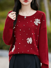 法式手工立体雪花针织衫外套女秋季新款设计感时尚显浣熊绒毛衣女